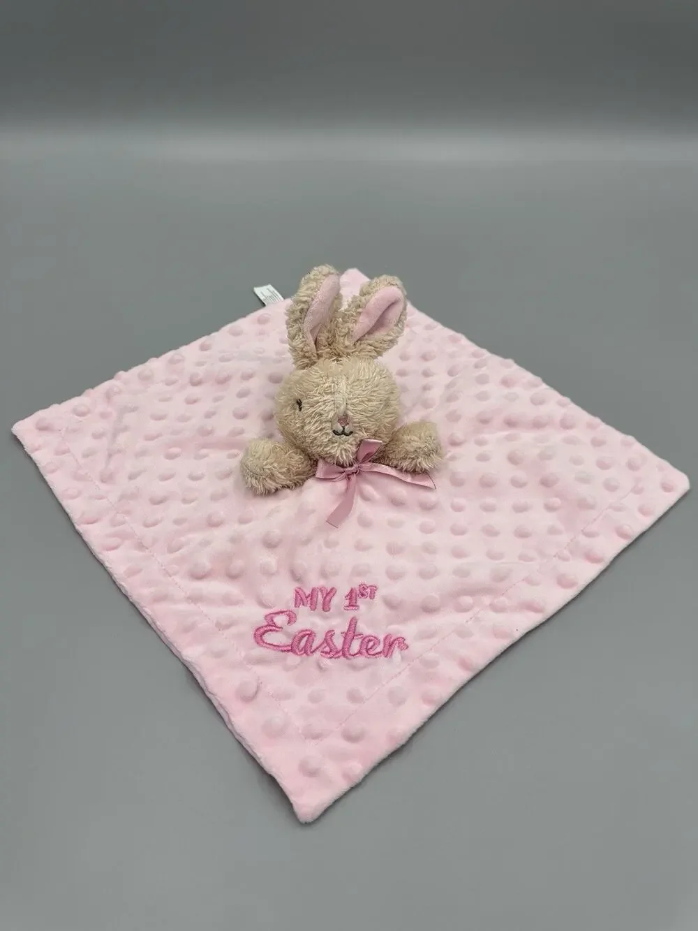 Walmart My 1st Easter Tan Bunny Pink Lovey Baby Security Blanket Minky Dots
